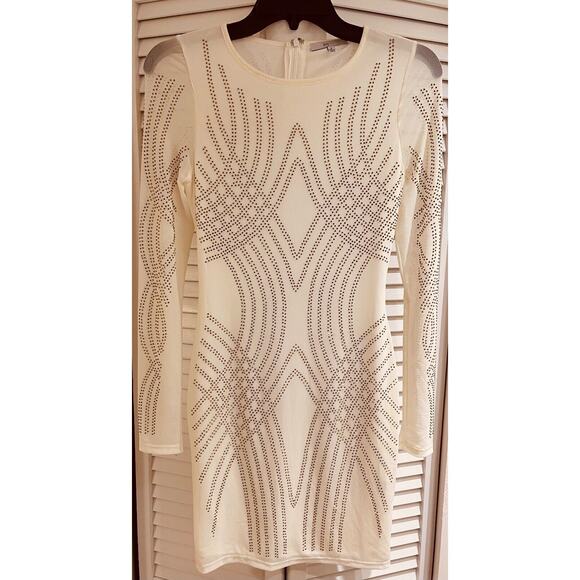 BlaShe Beaded Sheer/Lined Evening Dress Off White Small Stunning A+ - Picture 1 of 4